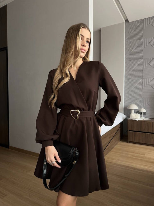 Damen Wickelkleid mit tailliertem Herzgürtel und voluminösem Swing-Rock Shop Nory