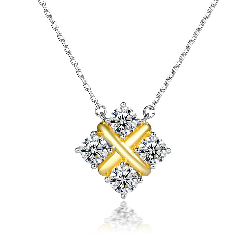Damen Anhänger-Halskette mit funkelnden Kristallen und hochwertiger Goldverarbeitung Shop Nory