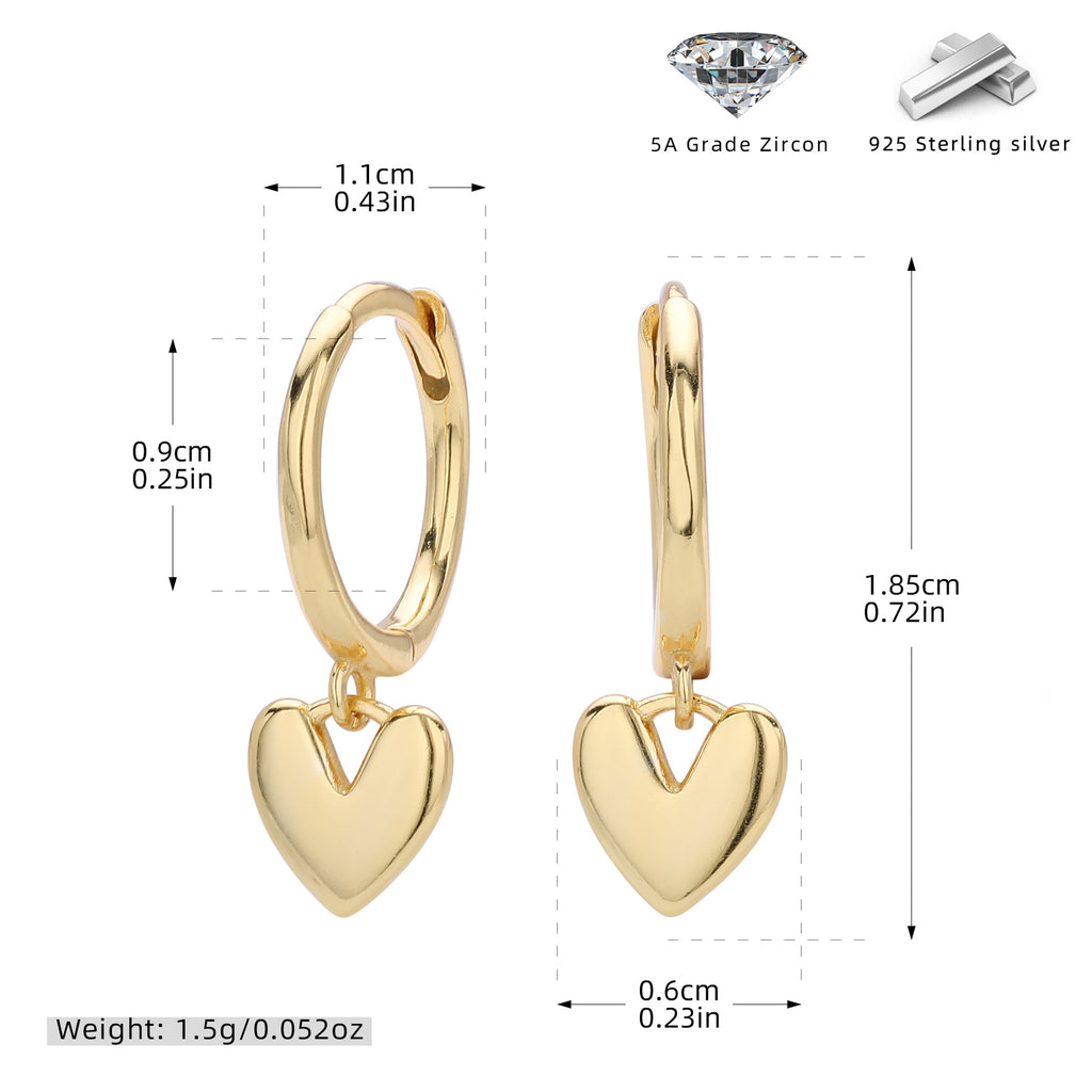 Damen Creolen mit herzförmigem Anhänger aus 925 Sterling Silber Shop Nory