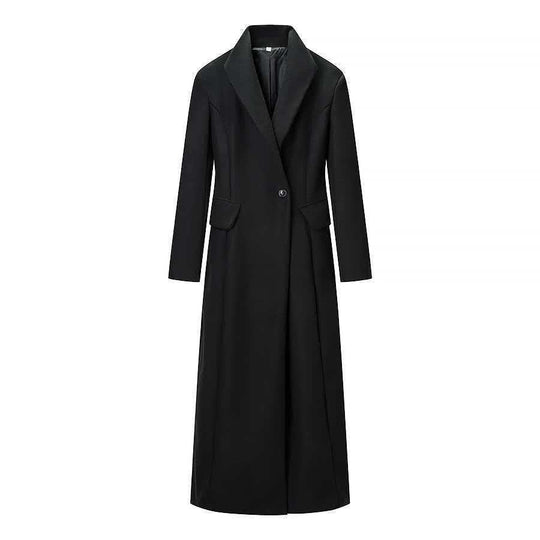 Damen Taillierter Longline-Mantel mit betonter Schulterpartie und Ein-Knopf-Verschluss Shop Nory