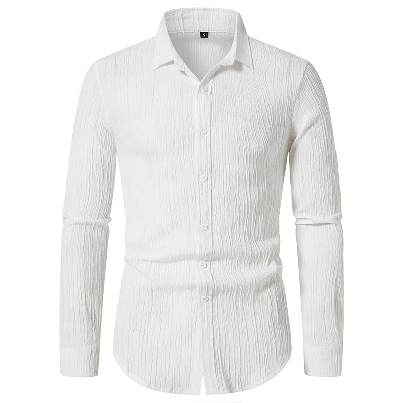 Herren Texturiertes Slim-Fit-Hemd mit krauser Struktur und Kentkragen Shop Nory