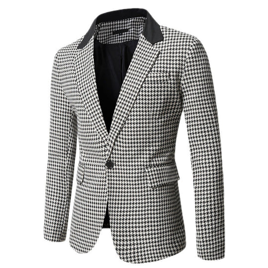 Herren tailliertes Sakko mit Hahnentritt-Muster, Reverskragen und Pattentaschen Shop Nory