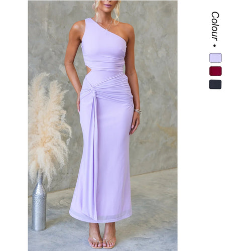 Damen Elegantes Abendkleid mit asymmetrischem Ausschnitt und Raffung