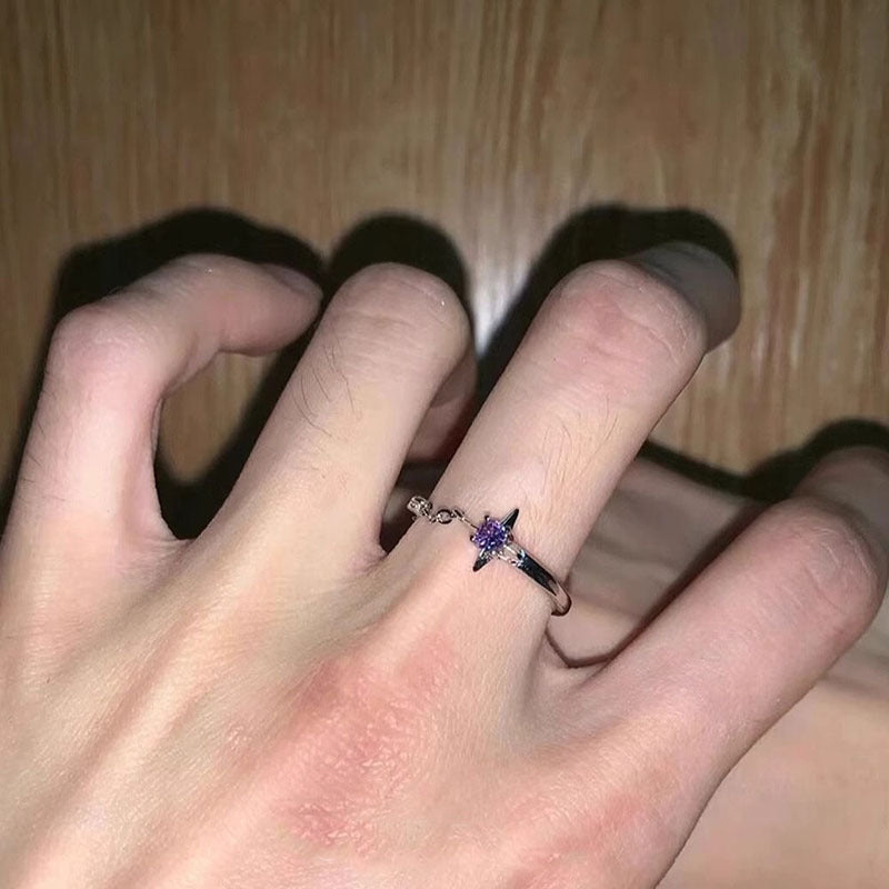 Damen Offener Ring mit beweglichem Anhänger und funkelndem Stein Shop Nory
