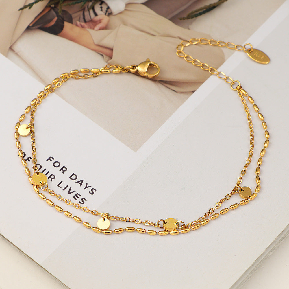 Damen Fußkette mit zarten Anhängern und filigranem Design Shop Nory