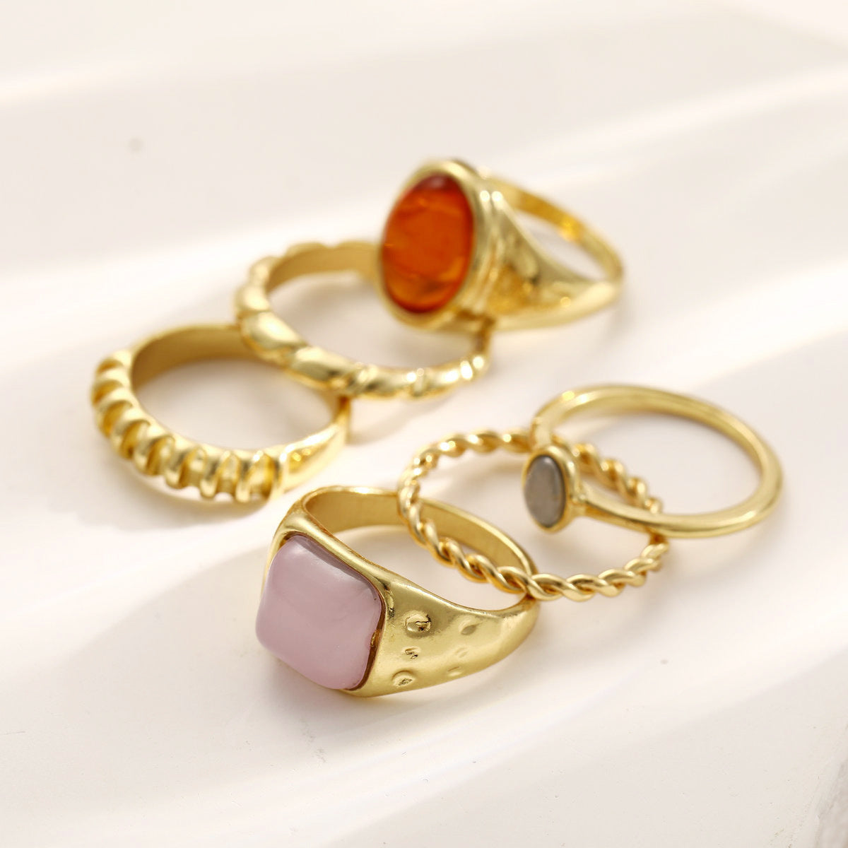 Damen Ring-Set mit kunstvollen Designs und bunten Edelsteinen Shop Nory