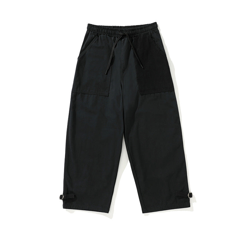 Herren weite Cropped Cargo‑Hose mit elastischem Tunnelzugbund, aufgesetzten Taschen und verstellbaren Knöchelriemen Shop Nory