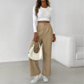 Damen stylische weite Hose mit hoher Taille und elegantem Schnitt