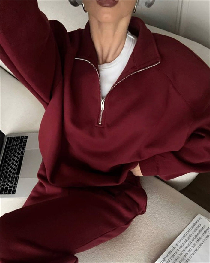 Damen Zweiteiliges Sweatset mit Stehkragen-Halbzip und Relaxed-Oversize-Schnitt Shop Nory