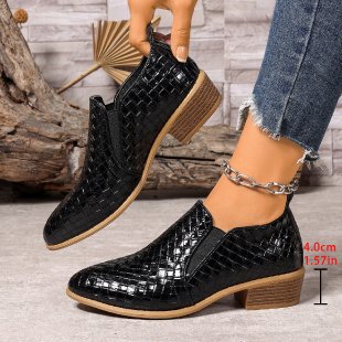 Damen elegante und bequeme Slipper-Stiefel aus strukturiertem Kunstleder