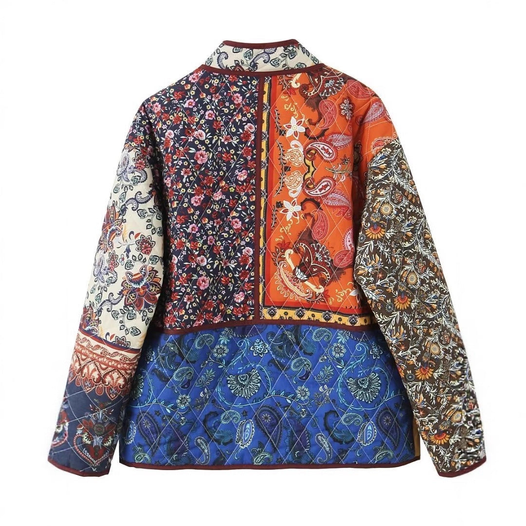Damen Oversize Patchwork-Steppjacke mit Stehkragen und aufgesetzten Taschen Shop Nory