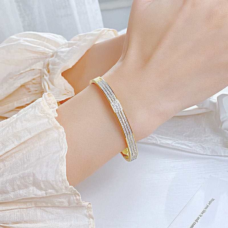 Damen Kristallbesetztes Gold Armband Shop Nory