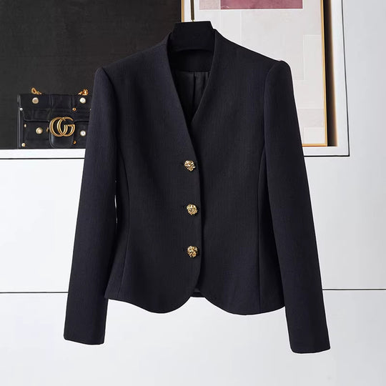 Damen Eleganter Blazer mit goldenem Knopfdetail Shop Nory