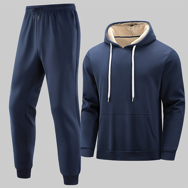 Herren Gefüttertes Freizeit-Set aus Kapuzenpullover mit Teddyfutter‑Kapuze & Thermo-Jogginghose Shop Nory