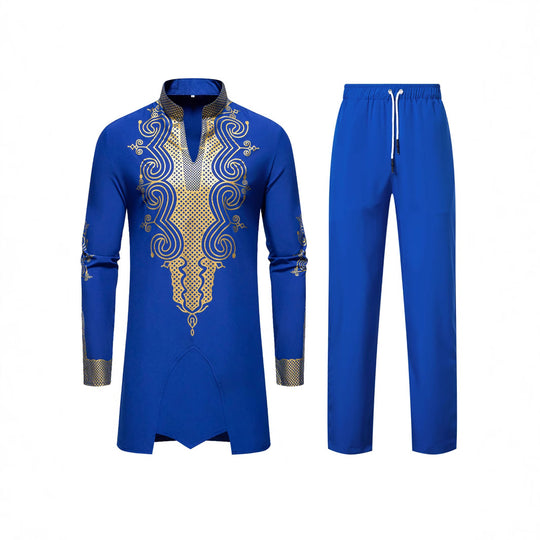 Herren Traditionelles besticktes Tunika‑Set mit Mandarinkragen und elastischer Hose Shop Nory