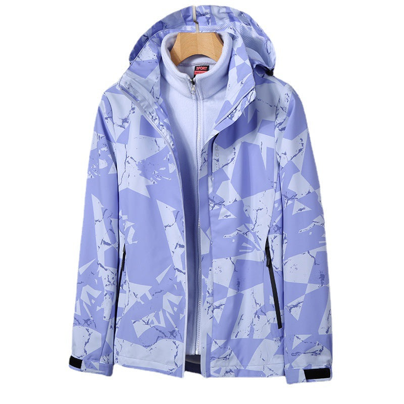 Damen zweilagige Softshelljacke mit abnehmbarer Fleece-Innenjacke und Kapuze Shop Nory