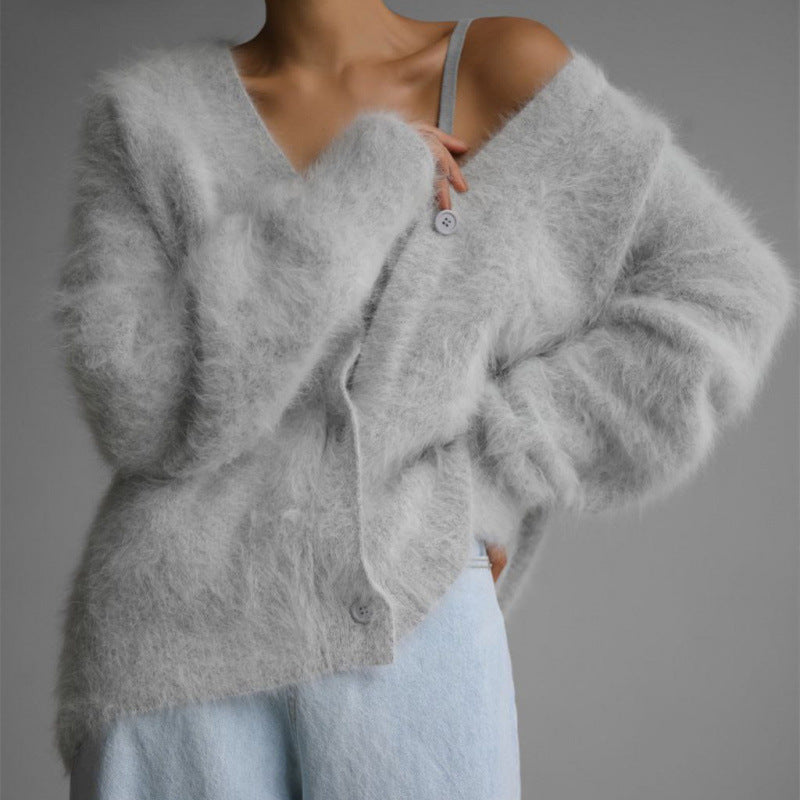 Damen Flauschiger Oversized Cardigan