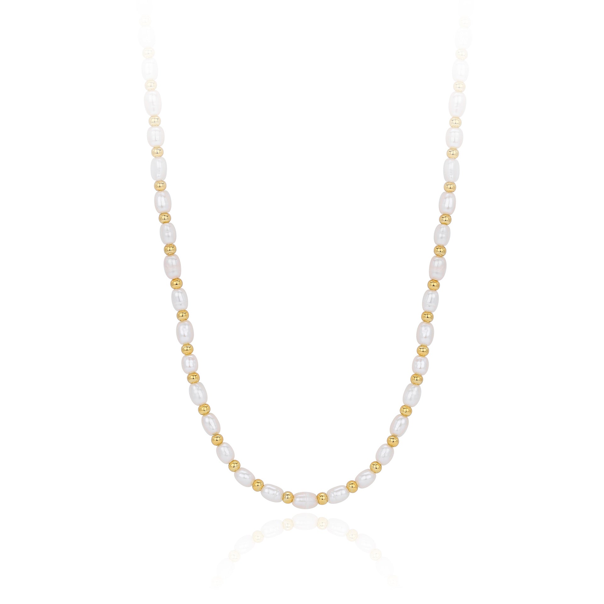 Damen Halskette aus Perlen und 925 Sterling Silber mit goldenen Akzenten Shop Nory