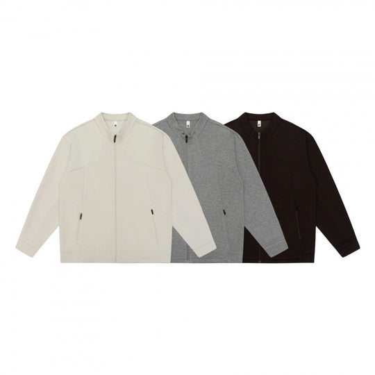 Unisex Minimalistische Oversize Zip-Jacke mit Stehkragen und verdeckten Reißverschlusstaschen Shop Nory