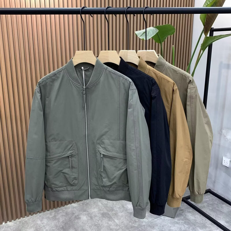 Herren Leichte Utility-Bomberjacke mit Reißverschluss, Multifunktions-Taschen und Rippbündchen Shop Nory