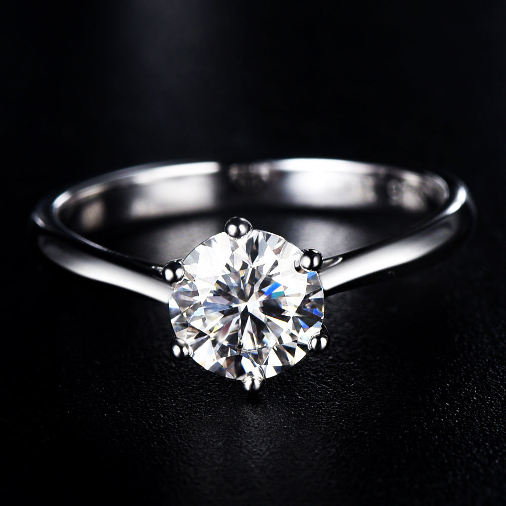 Damen eleganter Solitär-Verlobungsring mit funkelndem Hauptstein aus hochwertigem Zirkon Shop Nory
