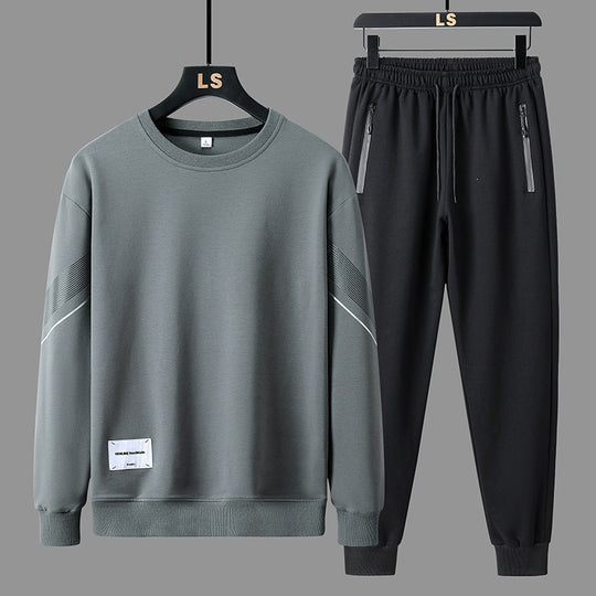 Herren Sportliches Freizeit-Trainingsset aus Sweatshirt & Jogginghose mit Reißverschlusstaschen Shop Nory