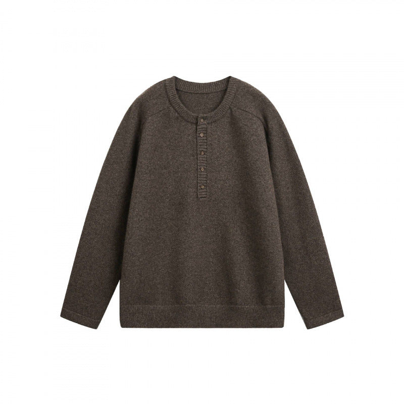 Unisex Feinstrick-Henley-Pullover mit Raglanärmeln und halber Knopfleiste Shop Nory