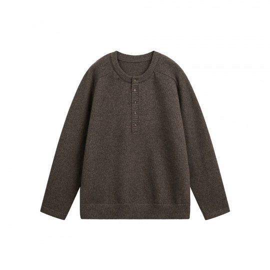 Unisex Feinstrick-Henley-Pullover mit Raglanärmeln und halber Knopfleiste Shop Nory