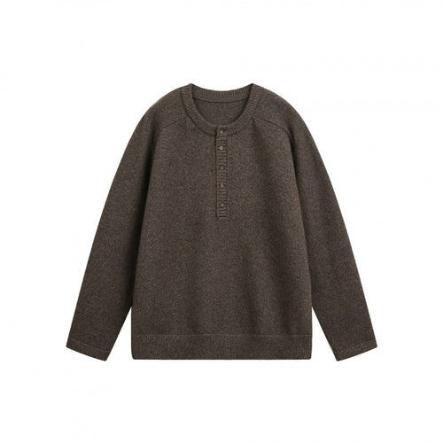 Unisex Feinstrick-Henley-Pullover mit Raglanärmeln und halber Knopfleiste Shop Nory
