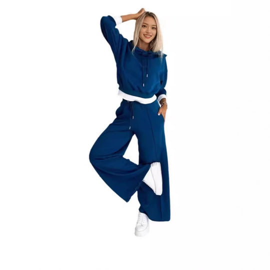 Damen nan Cropped Kapuzenpullover und weite taillenhohe Jogginghose Set Shop Nory