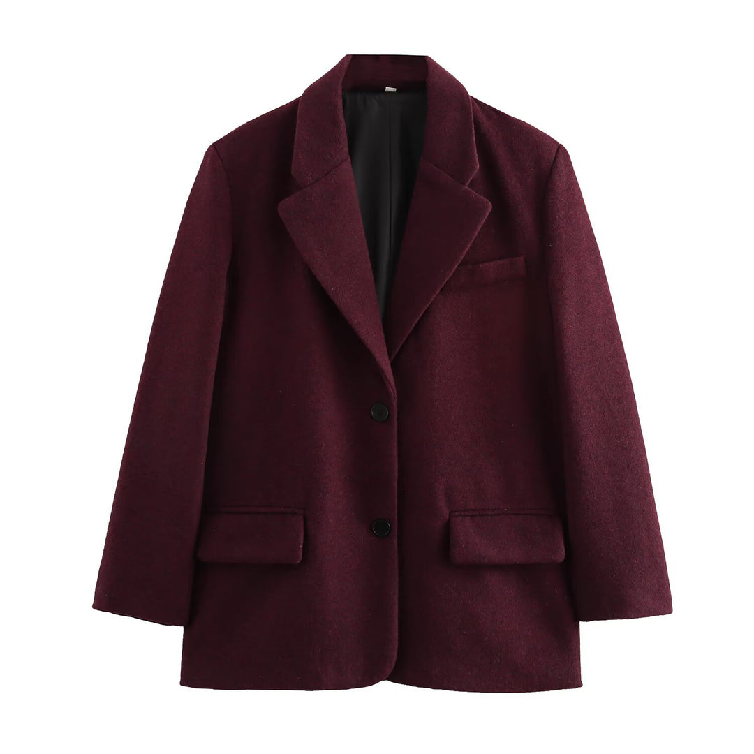 Damen Langer Wollmix-Einreiher-Mantel mit Reverskragen und Pattentaschen Shop Nory