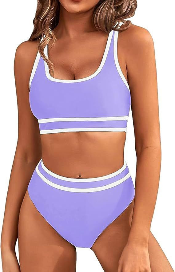 Damen Sportives Bikini-Set mit hohem Bund