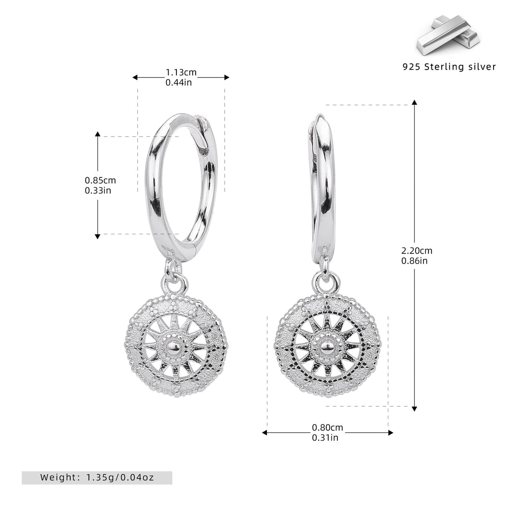 Damen Ohrhänger mit filigranem Sonnenmotiv aus hochwertigem 925 Sterling Silber Shop Nory