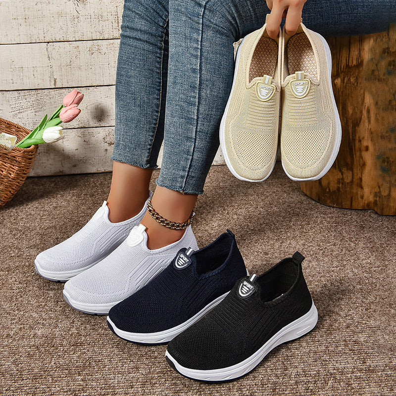 Damen Atmungsaktive Slip-On Sneakers mit elastischem Einsatz und dämpfender Sohle
