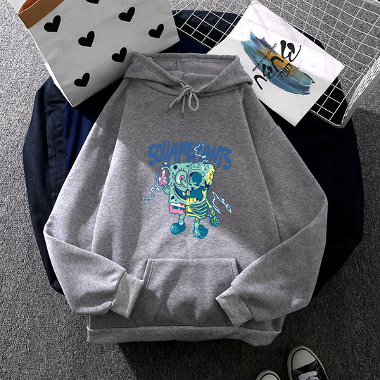 Damen nan weicher Oversize-Kapuzenpullover mit kawaii Pilzfrosch-Print, Kängurutasche und gerippten Bündchen Shop Nory