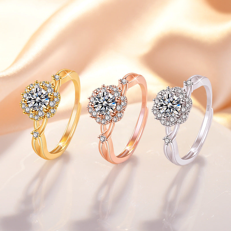 Damenring mit floralen Akzenten und funkelnden Zirkonia Shop Nory