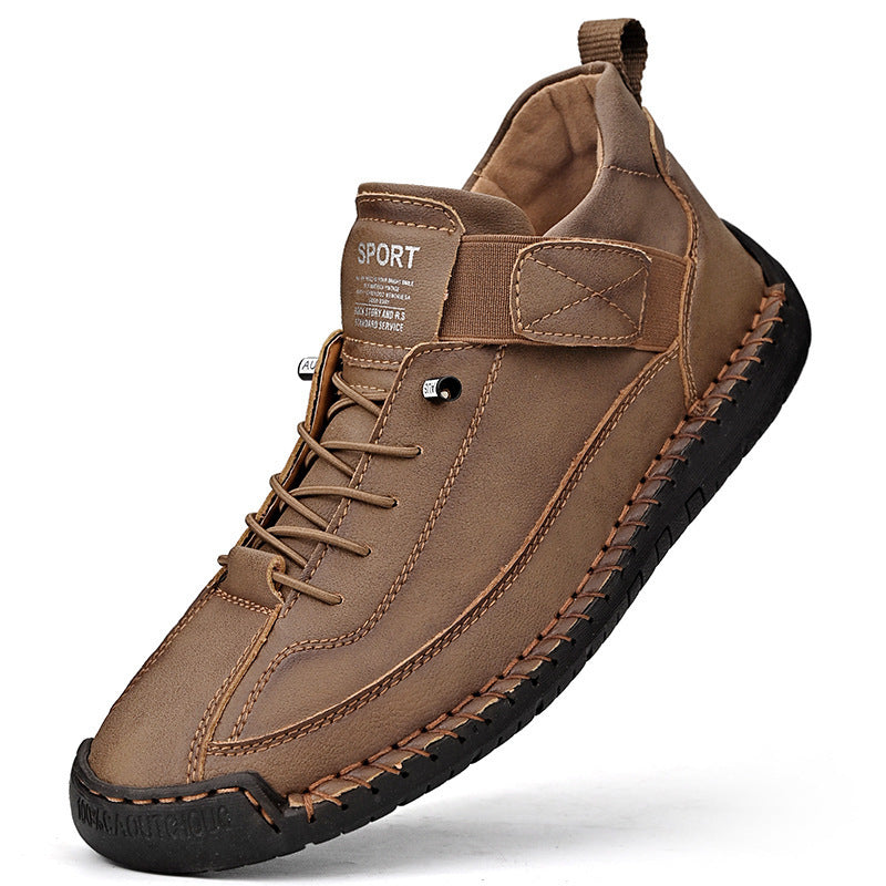 Herren Ledernachahmender Freizeit‑Sneaker mit Klettriemen, Mokassinnaht & profilierter Gummisohle Shop Nory