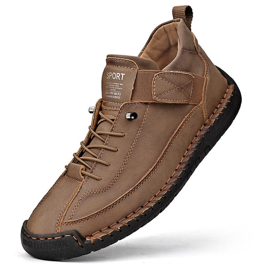 Herren Ledernachahmender Freizeit‑Sneaker mit Klettriemen, Mokassinnaht & profilierter Gummisohle Shop Nory
