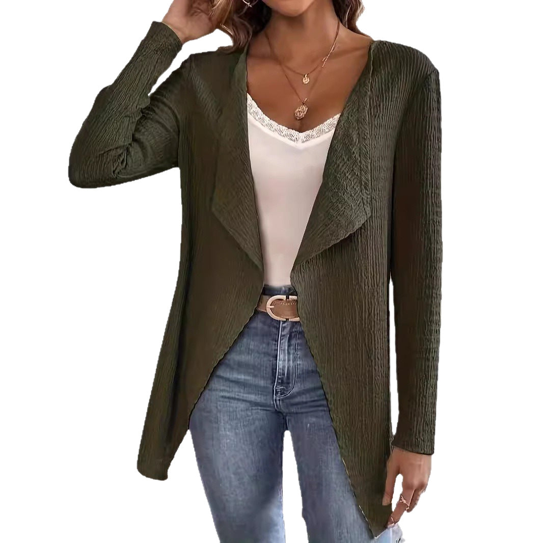 Damen Wasserfall-Blazer aus Crinkle-Struktur, leicht und offen Shop Nory
