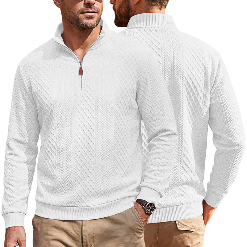 Herren Strickpullover mit halbem Reißverschluss und strukturierter Zopfoptik Shop Nory