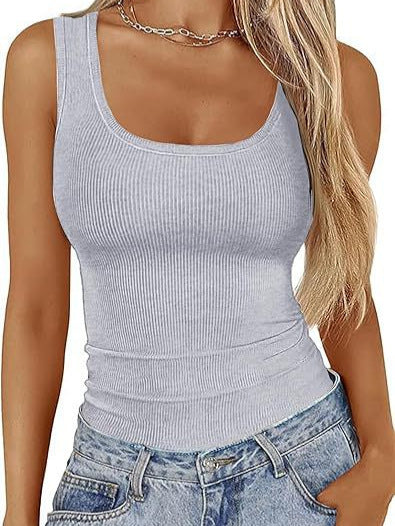 Damen Körperbetontes Oberteil mit breiten Trägern und geripptem Design