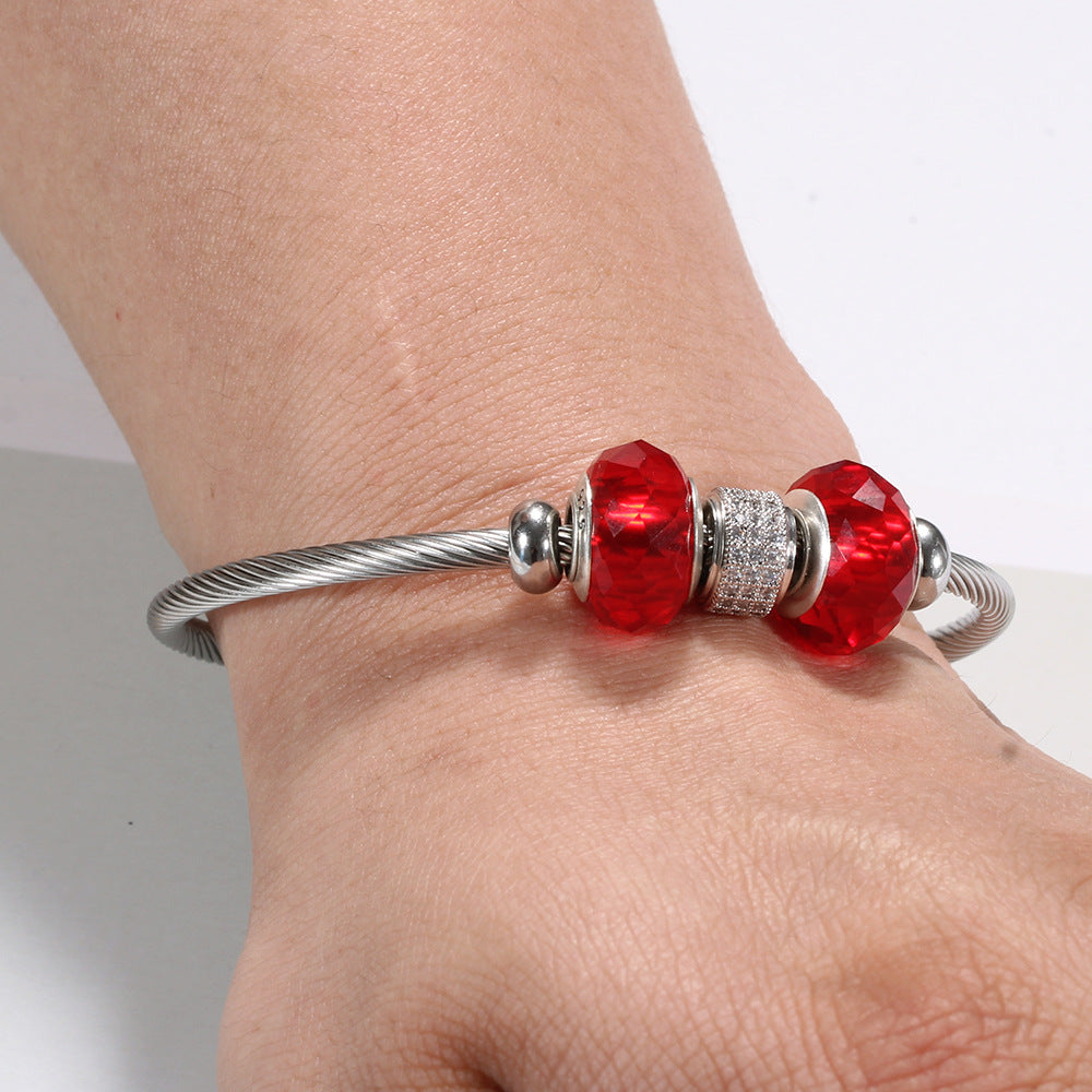 Damen Armband mit funkelnden Zirkonia und eleganten Glasdesign Shop Nory
