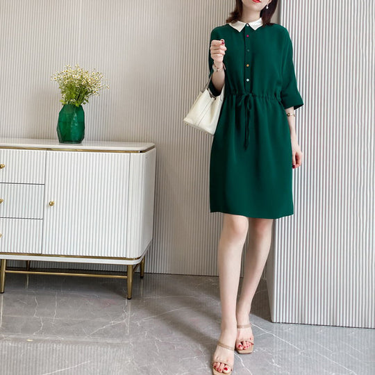 Damen Lässiges Midi-Kleid mit kontrastierendem Kragen Shop Nory