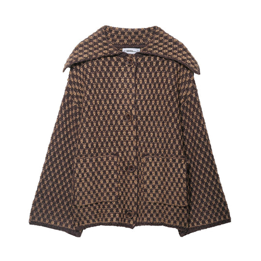 Damen Kurzjacke im Bouclé‑Waffelmuster mit großem Umlegekragen Shop Nory