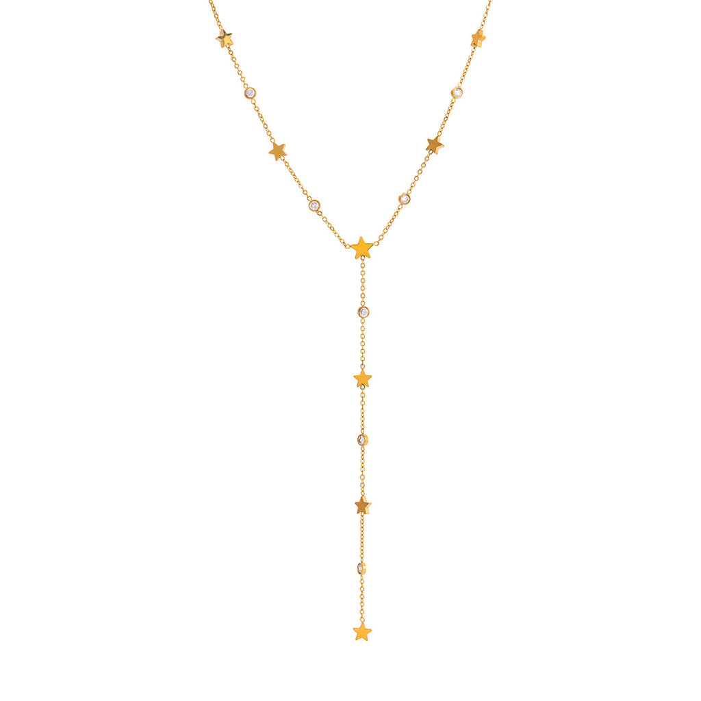 Damen Halskette mit bunten, unregelmäßigen Glaskristallen und feiner Goldbeschichtung Shop Nory