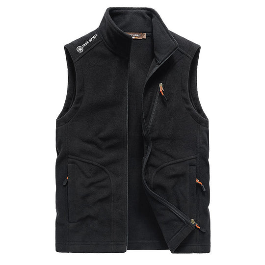 Herren Fleece-Weste mit Stehkragen, Reißverschlusstaschen und windabweisender Front Shop Nory