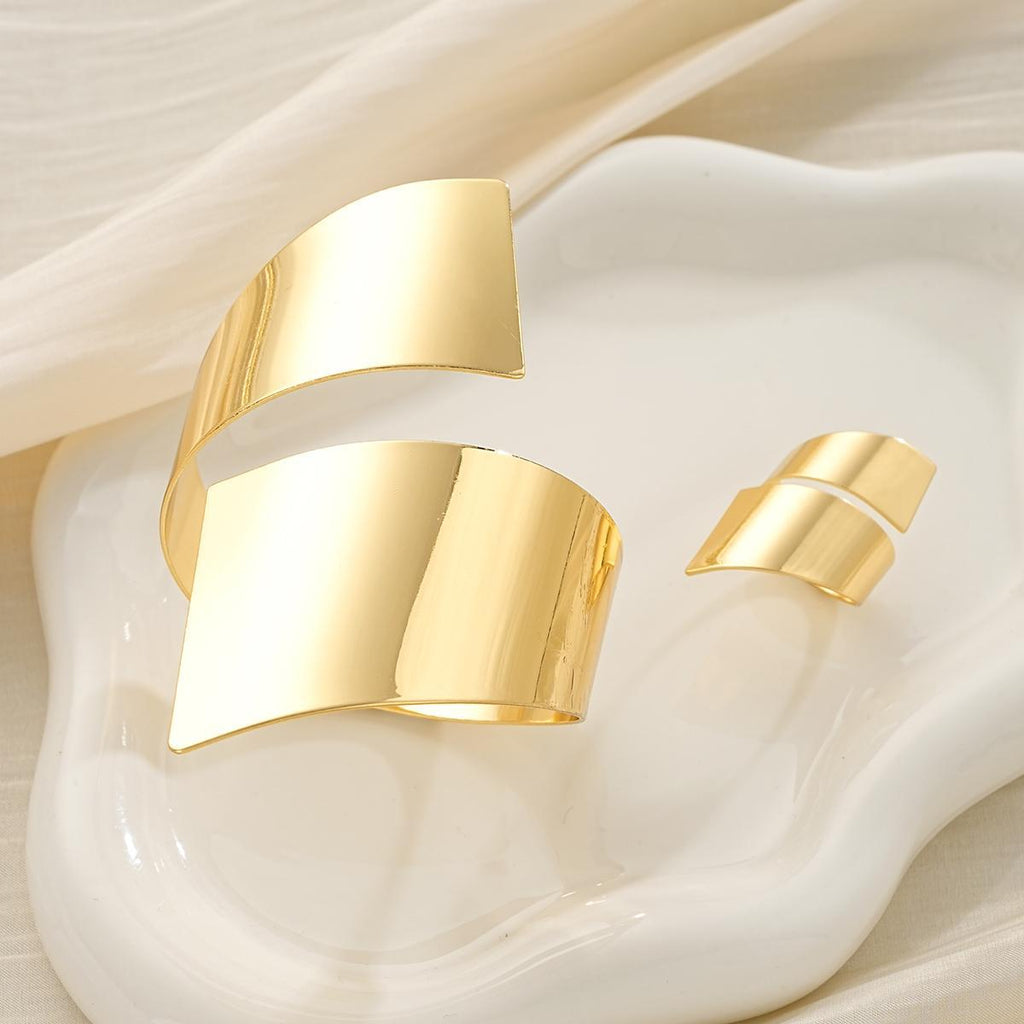 Damen Armreif und Ring Set aus hochwertigem Metall Shop Nory