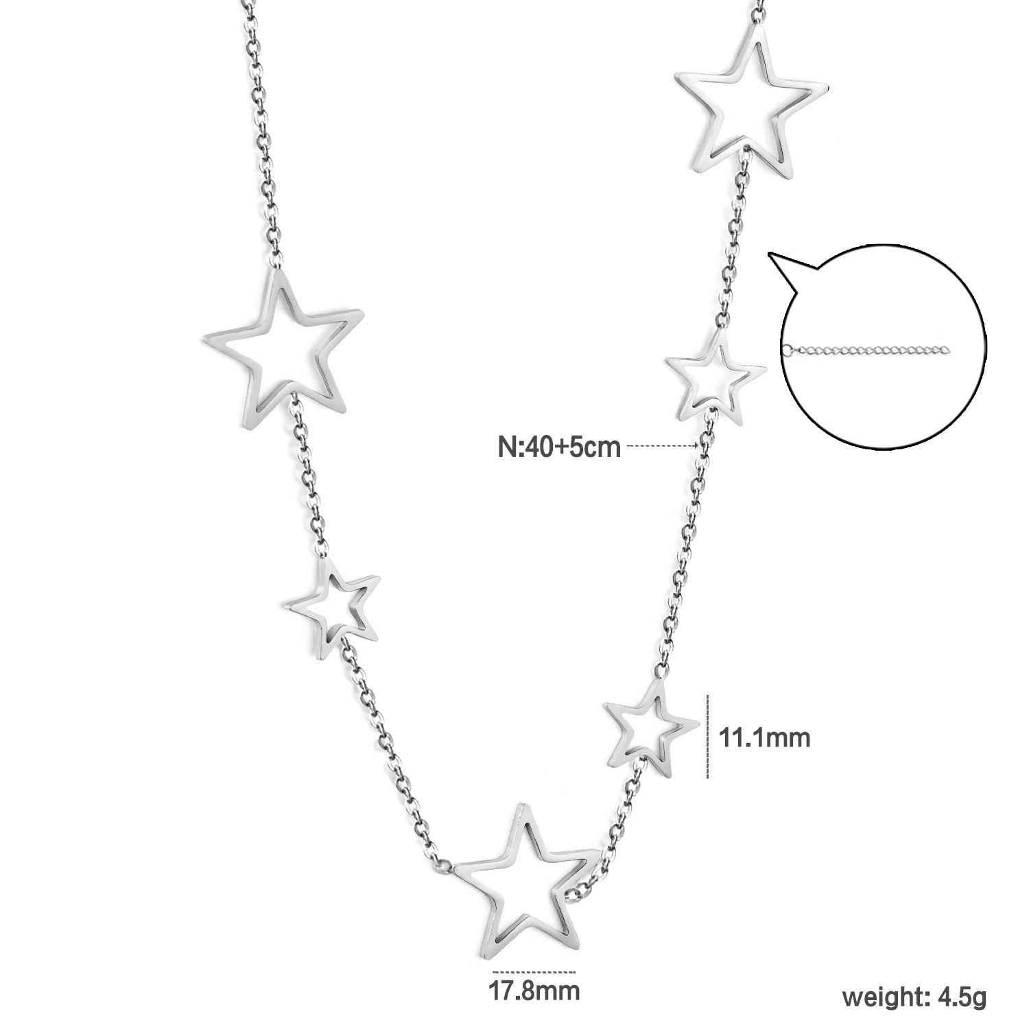 Damen Halskette mit modernen Sternanhängern und verstellbarer Kettenlänge Shop Nory
