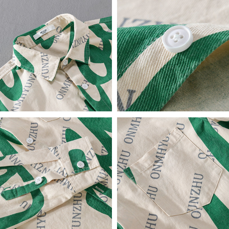 Herren Typografisches Overshirt-Hemd aus Baumwoll-Twill im Relaxed-Fit mit Brusttasche Shop Nory