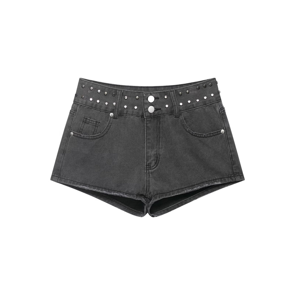 Damen stilvolle Shorts mit metallischen Details und hohem Bund Shopnory